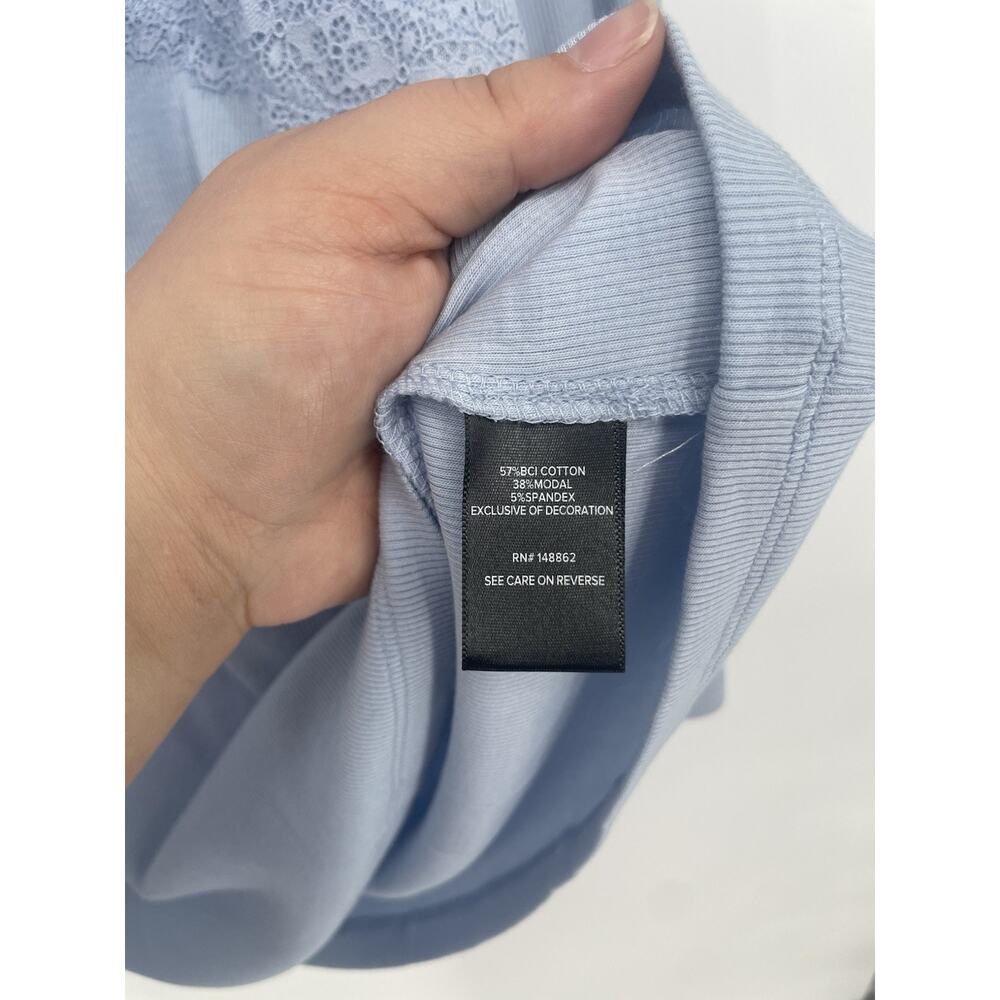 NWT Torrid Cotton Modal Rib Scoop Neck Lace Trim Top Women’s Plus Size 3X Blue - Picture 6 of 9